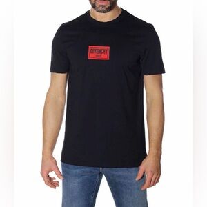Givenchy Black and Red Patch Logo Cuban Fit T-Shirt